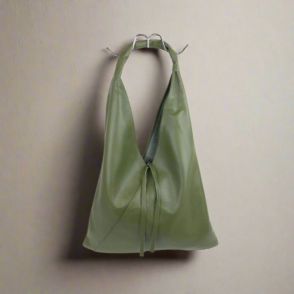 Slouchy Style Leather Shoulder Bag - M589Grain - OL - Uneeka