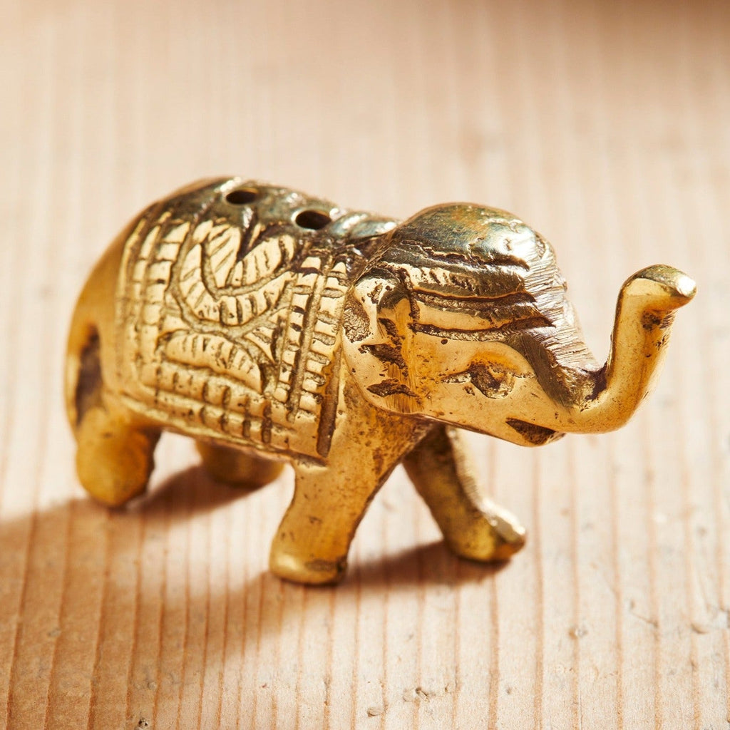 Small Brass Elephant Incense Holder - IH66 - Uneeka