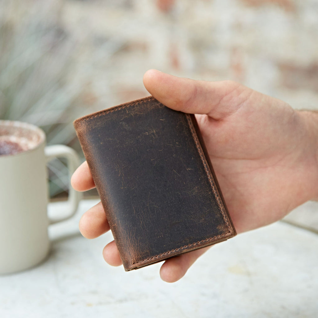 Small Buffalo Leather Leather Card Holder - HIBSCCC - BK - Uneeka