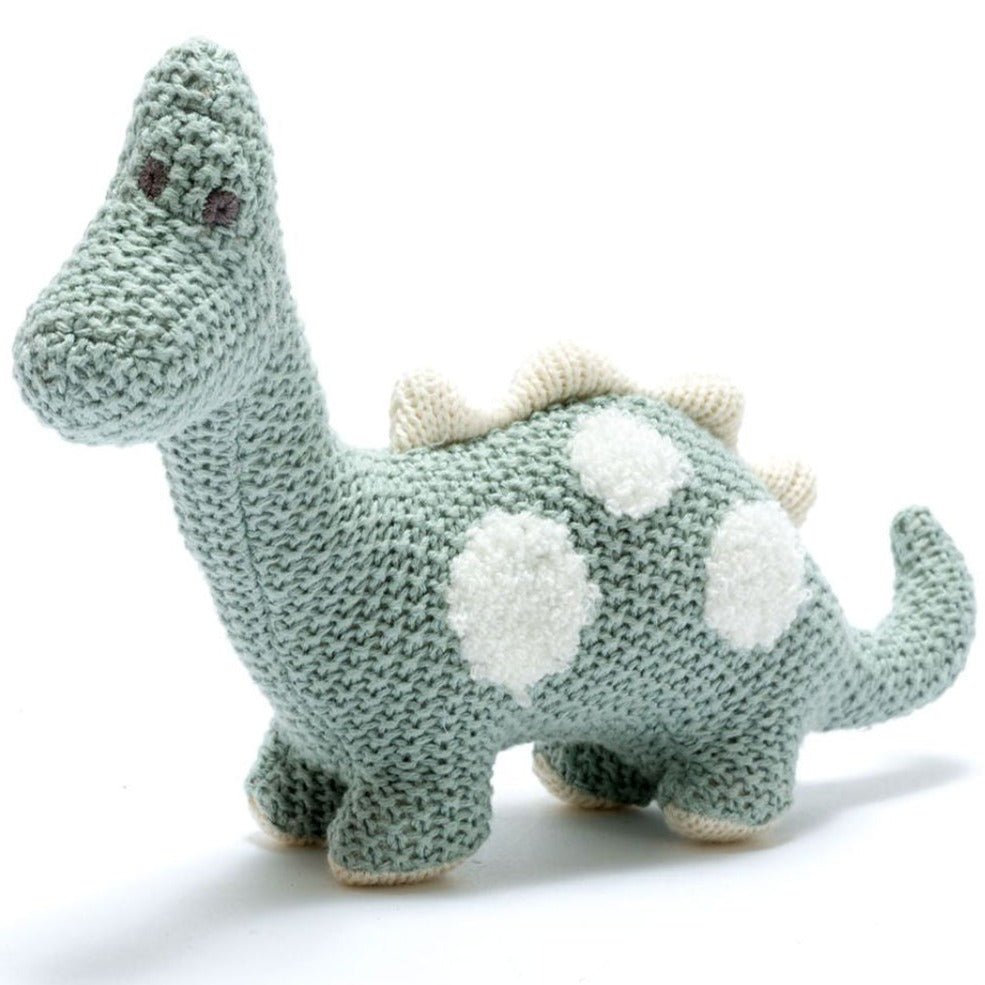 Small Knitted Organic Cotton Diplodocus Baby Toy - BY5830 - Uneeka