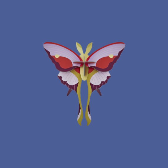 Small Lilac Comet Butterfly Cardboard Model - IMA91 - Uneeka