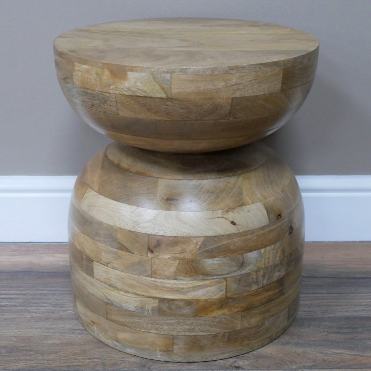 Small Mango Wood Rounded Side Table - 8942 - Uneeka