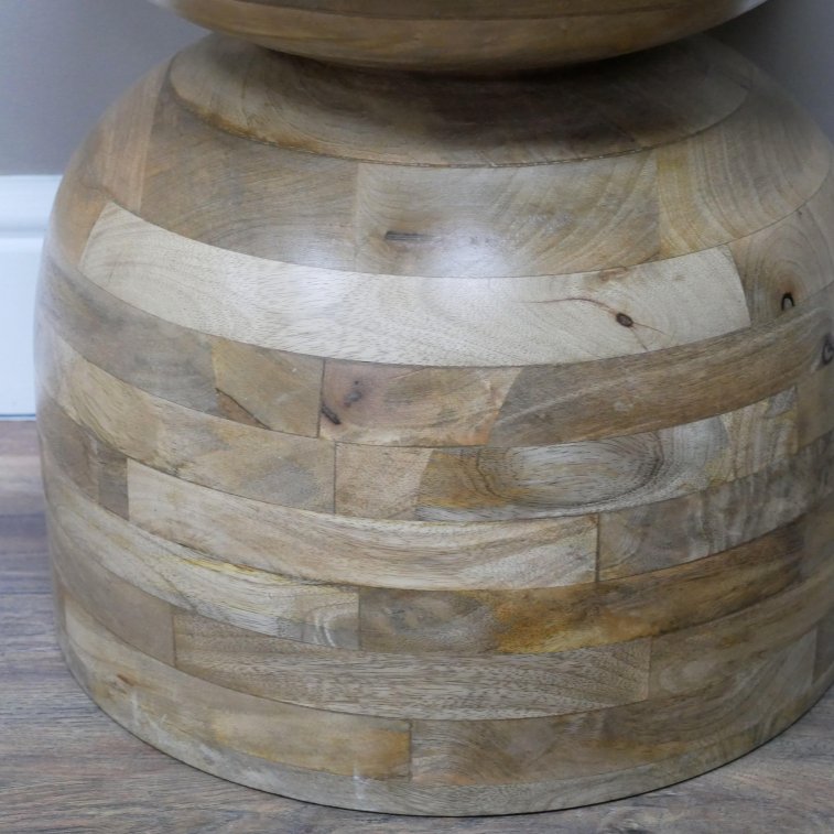 Small Mango Wood Rounded Side Table - 8942 - Uneeka