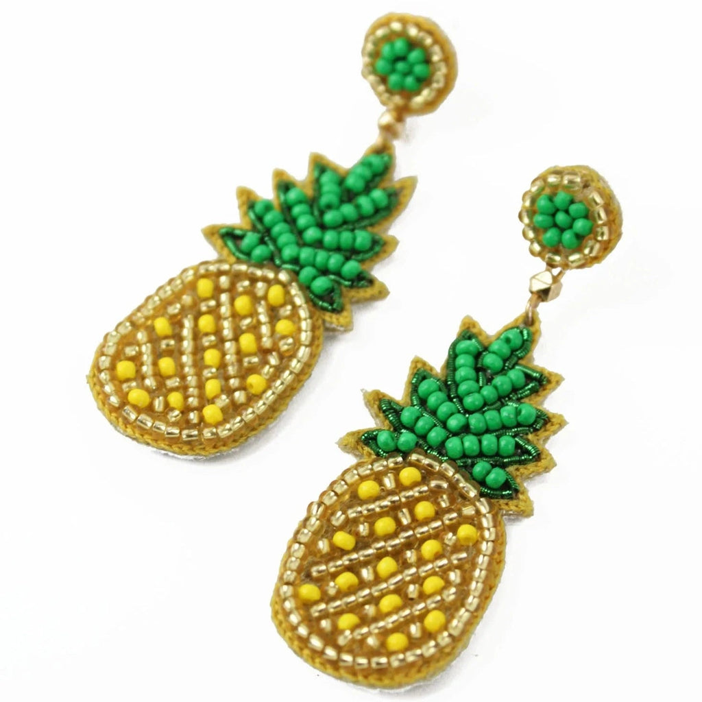 Small Pineapple Beaded Drop Earrings - MINI PINEAPPLE EARRINGS - Uneeka