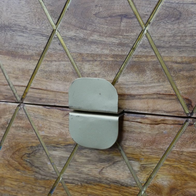 Small Square Style Diamond Brass Detail Bedside Table - 9735 - Uneeka