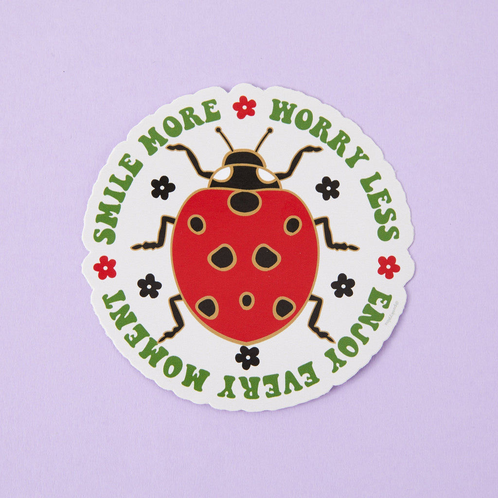 Smile More, Worry Less Vinyl Sticker - ST - LAP - 280 - Uneeka