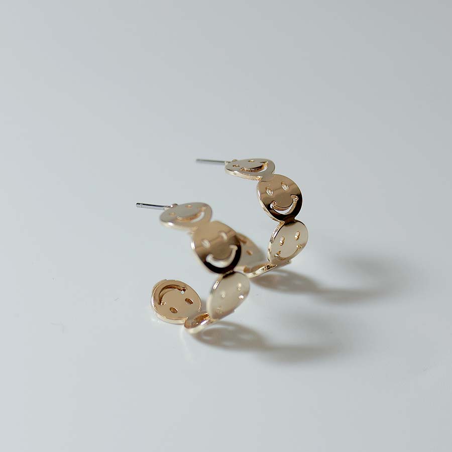 Smiles Brass C Shape Earrings - CE - 4124 - GD - Uneeka