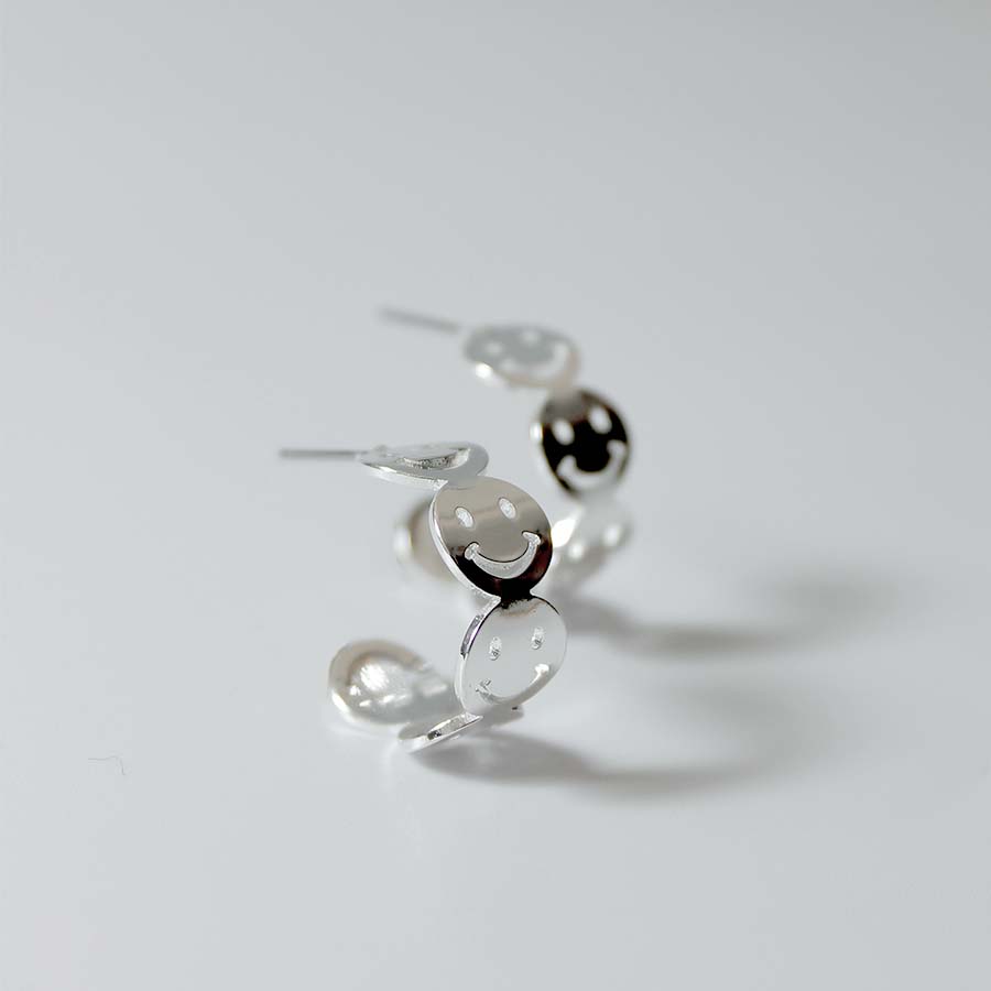 Smiles Brass C Shape Earrings - CE - 4124 - SL - Uneeka