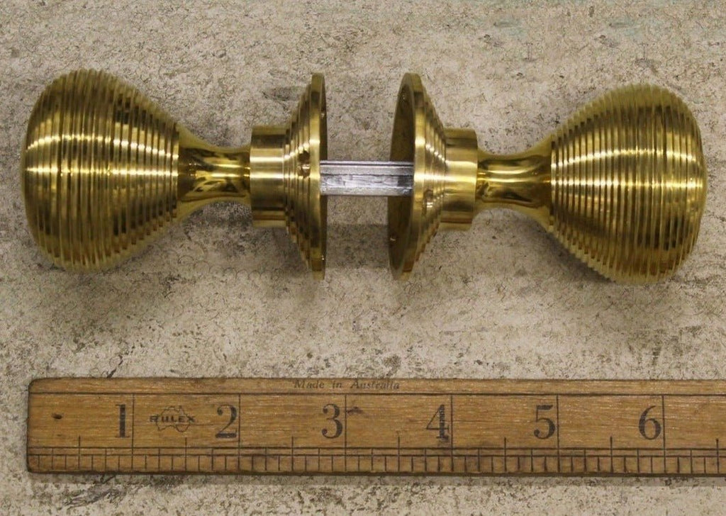 Solid Brass Beehive Detail Cottage Door Knob Set - 43.081.SB.50 - Uneeka