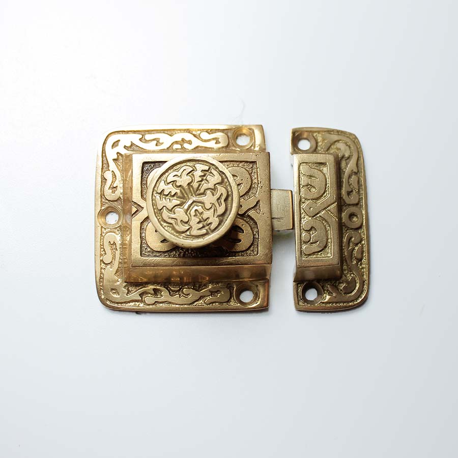 Solid Brass Cupboard Catch With Round Knob - 01.350D.SB.50 - Uneeka