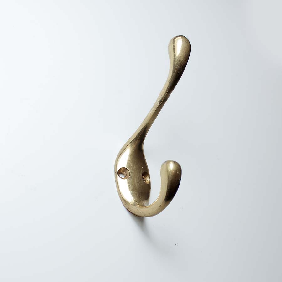 Solid Brass Double Hat & Coat Hook - 30.336.PB.90 - Uneeka