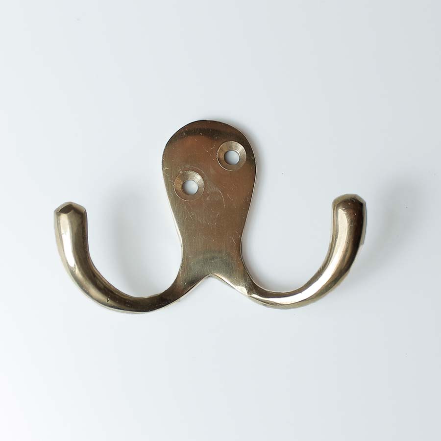 Solid Brass Double Robe Hook - 49.336D.SB.70 - Uneeka