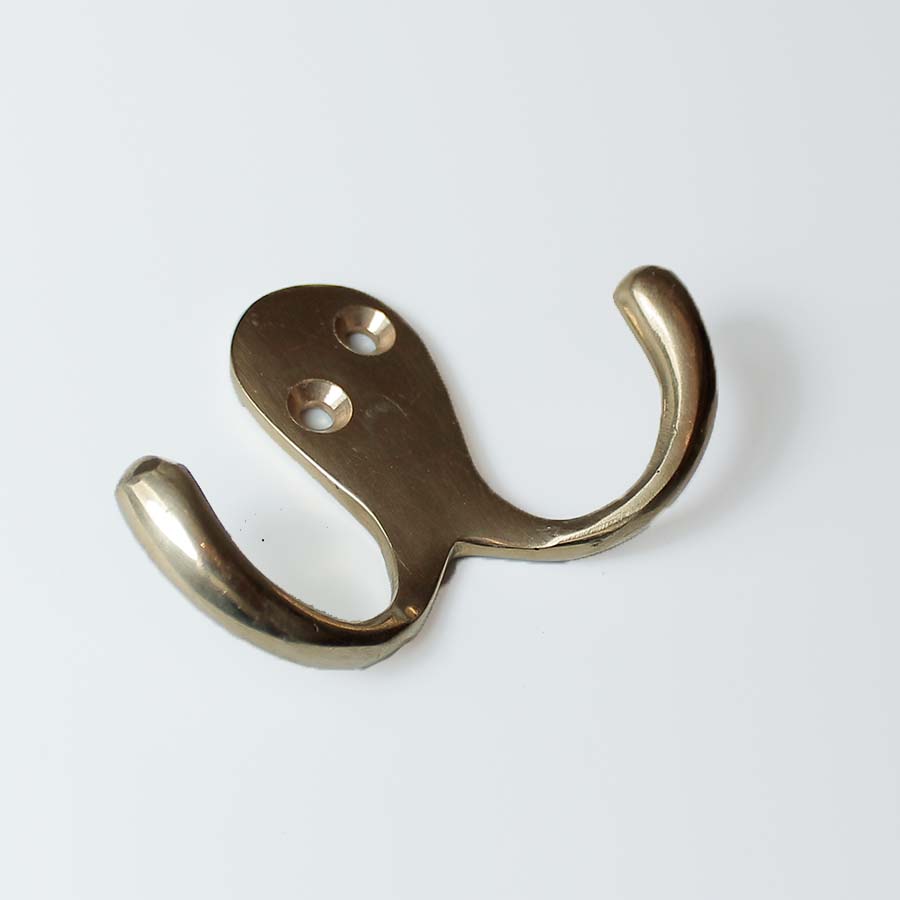 Solid Brass Double Robe Hook - 49.336D.SB.70 - Uneeka