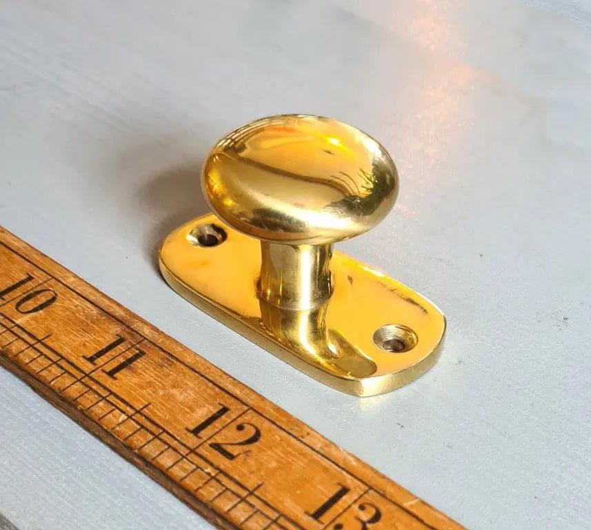Solid Brass Plain Shaker Knob with Integral Back Plate - A227 - Uneeka