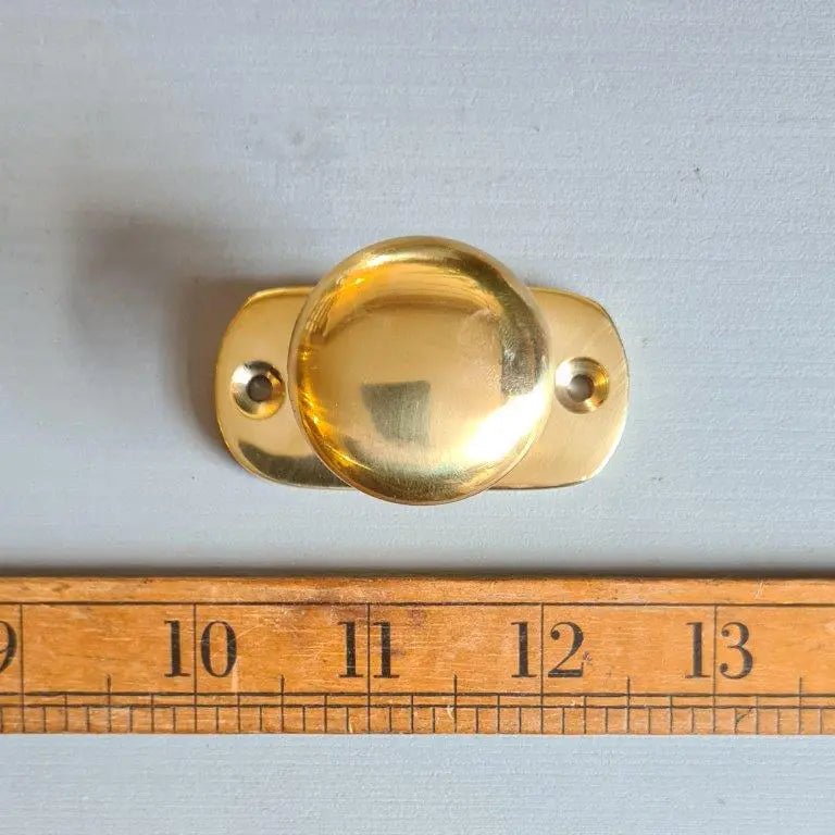 Solid Brass Plain Shaker Knob with Integral Back Plate - A227 - Uneeka