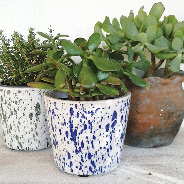 Splash Patterned Plant Pots - CV02067 - GREEN - Uneeka