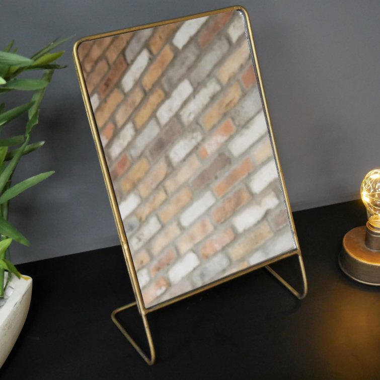 Square Gold Standing Table Mirror - 6813 - Uneeka