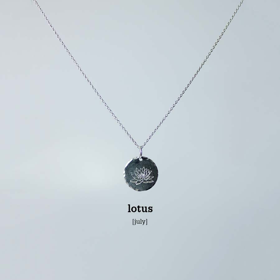 Sterling Silver Birth Flower Disc Necklace - BFN007 - Uneeka