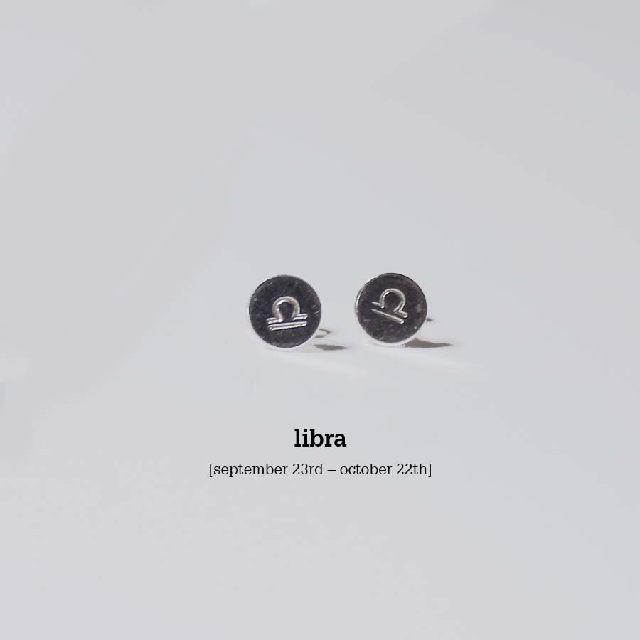 Sterling Silver Horoscope Mini Studs - Silver - Horoscope - Studs - Libra - Uneeka