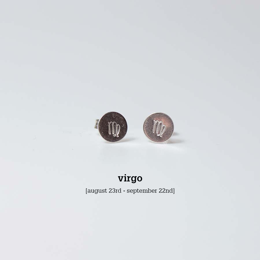 Sterling Silver Horoscope Mini Studs - Silver - Horoscope - Studs - Virgo - Uneeka