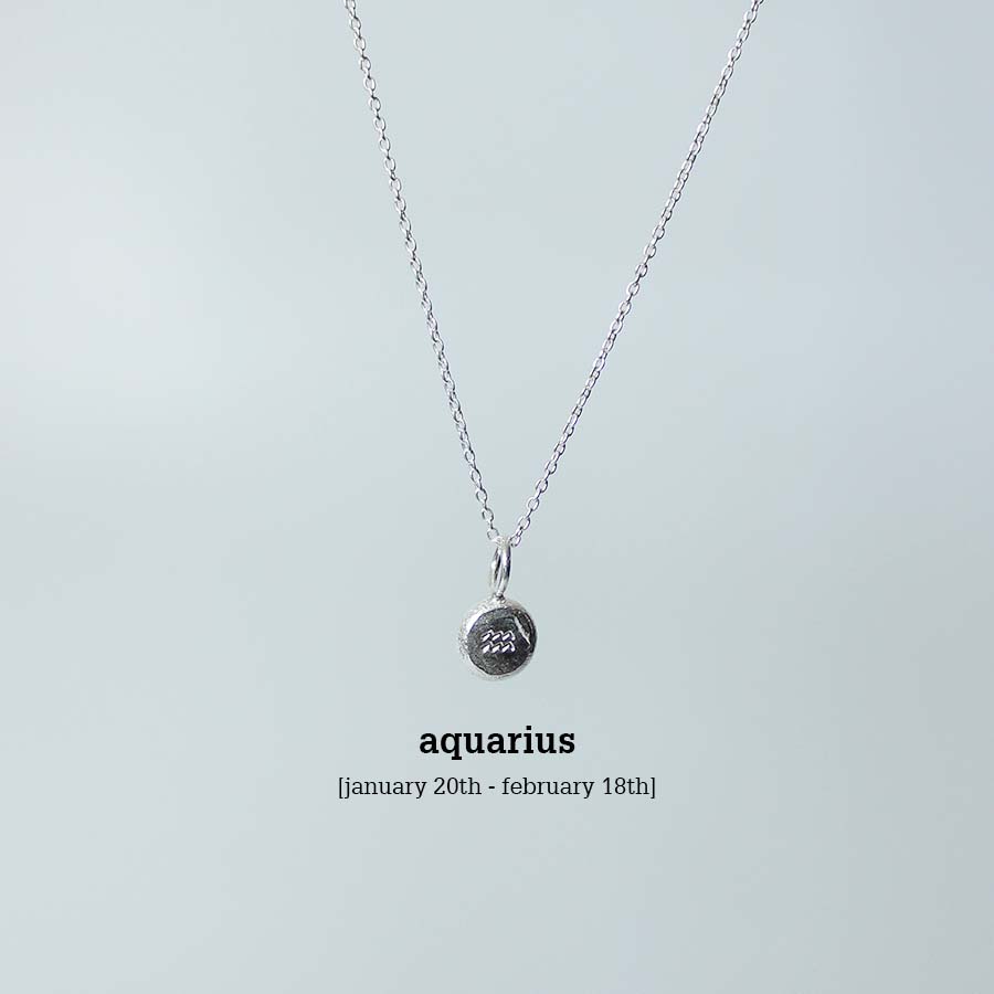 Sterling Silver Horoscope Necklaces - Silver - Horoscope - Necklace - Aquarius - Uneeka