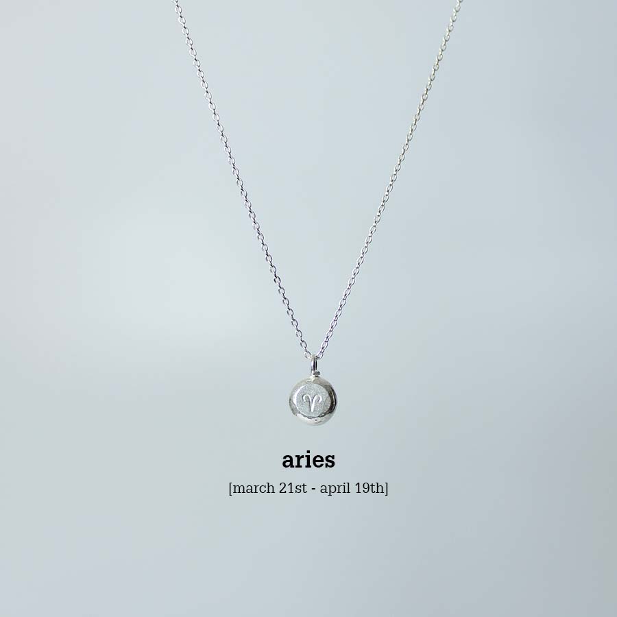 Sterling Silver Horoscope Necklaces - Silver - Horoscope - Necklace - Aries - Uneeka