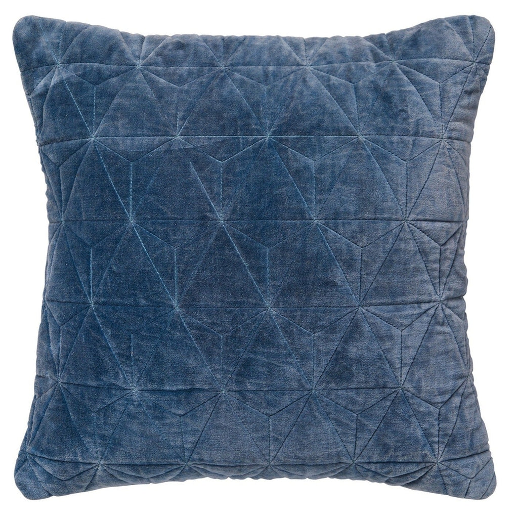 Stonewash Style Velvet Square Cushion - CC402PBL - Uneeka