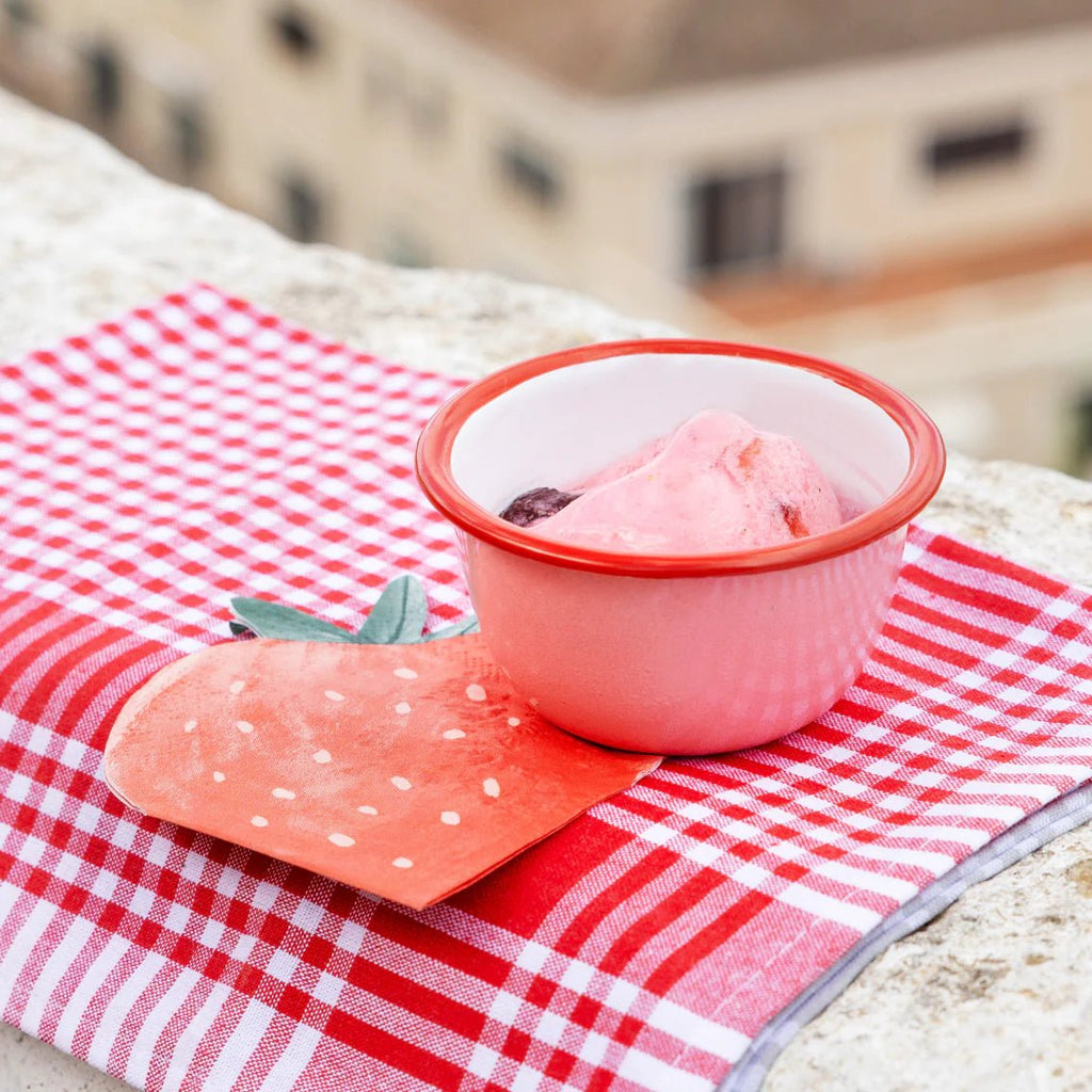 Strawberry Enamel Nibble Bowl - ENML - BOWL - STRAW - 10 - Uneeka