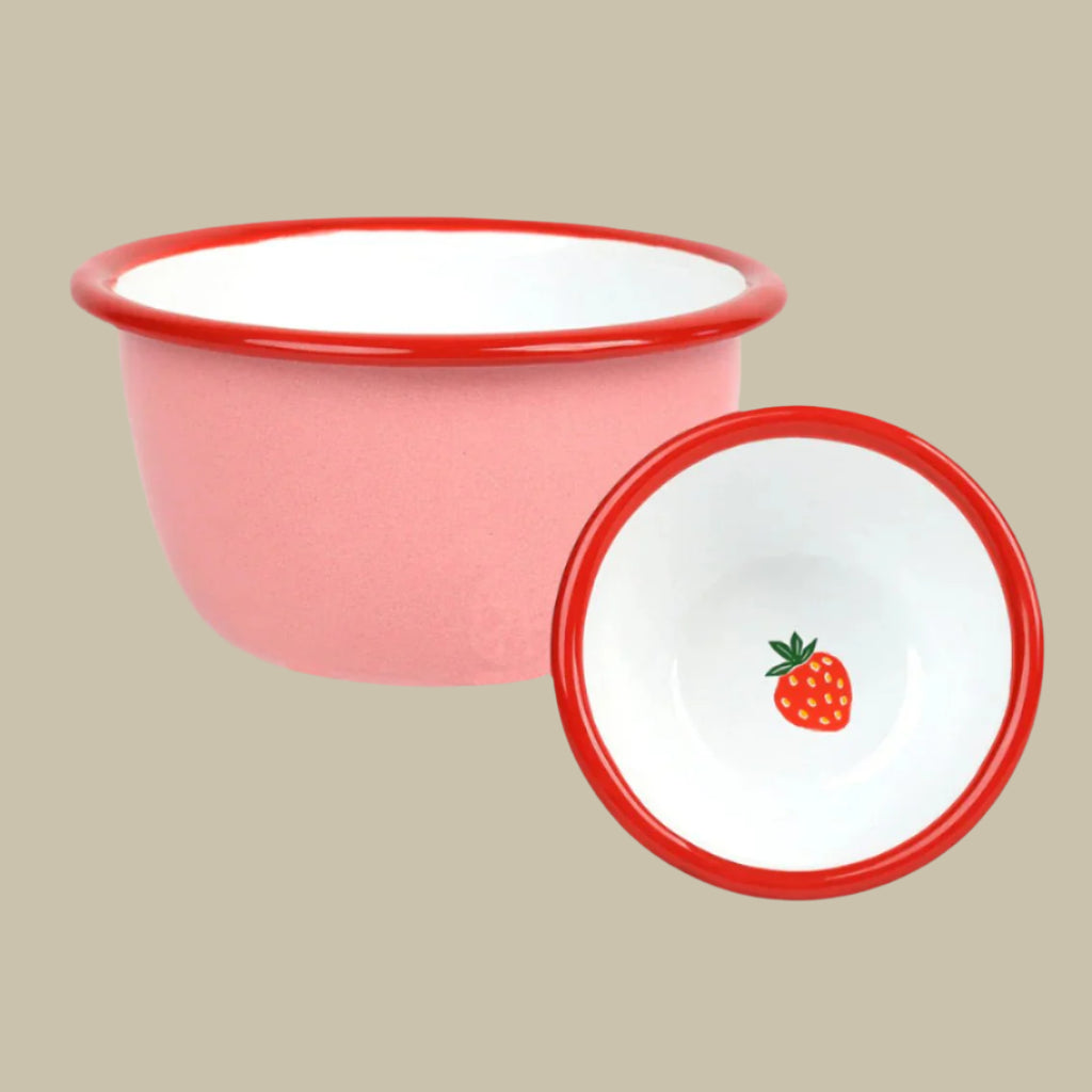 Strawberry Enamel Nibble Bowl - ENML - BOWL - STRAW - 10 - Uneeka