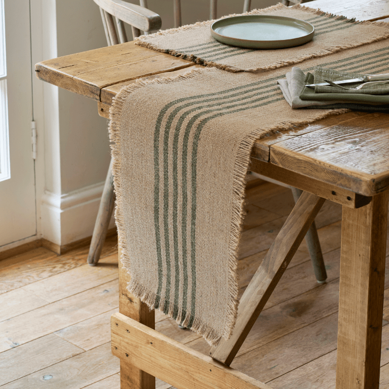 Striped Design Jute Table Runner - JSRM - Uneeka