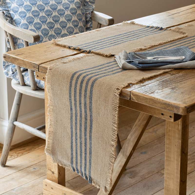 Striped Design Jute Table Runner - JSRM - Uneeka