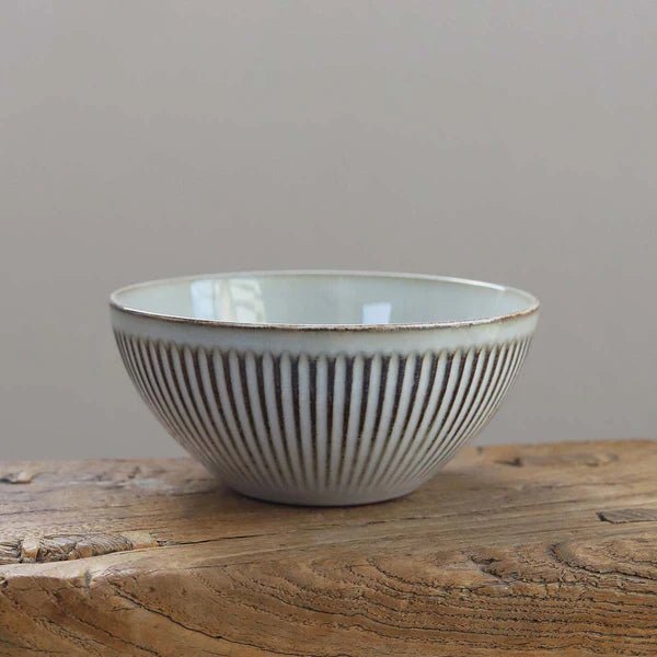 Striped Olive Ceramic Bowl - 17149088 - Uneeka