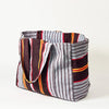 Striped Recycled Textile Open Tote Bag - 075403 - BLUE - Uneeka