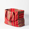Striped Recycled Textile Open Tote Bag - 075403 - RED - Uneeka