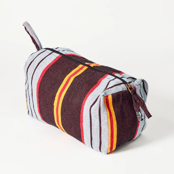 Striped Recycled Textile Zip Pouch Bag - 075401 - BLUE - Uneeka