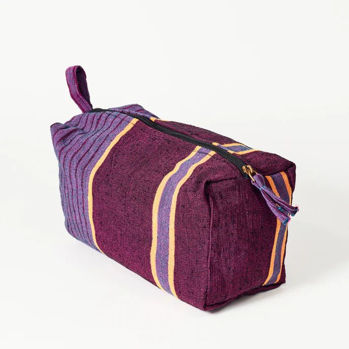 Striped Recycled Textile Zip Pouch Bag - 075401 - PURPLE - Uneeka