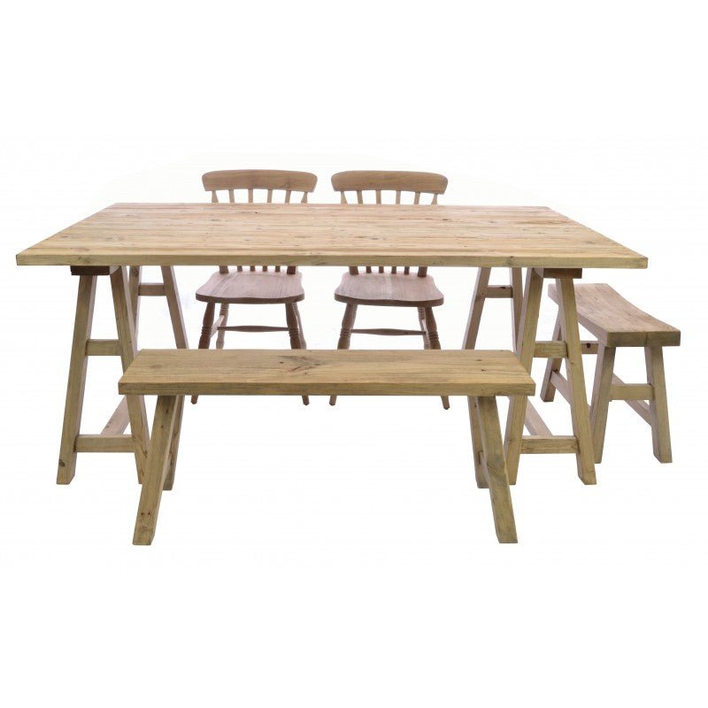 Stripped Vintage Trestle Dining Table - IG03 - Uneeka