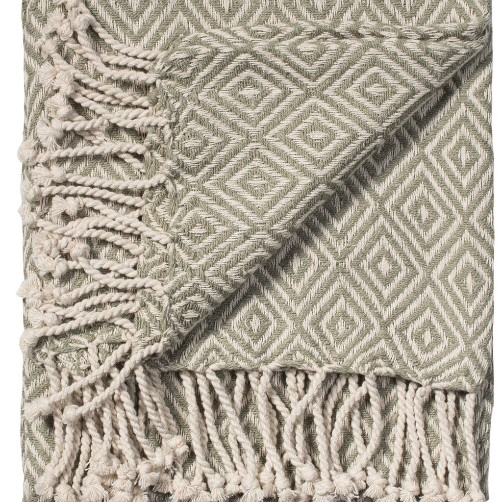 Subtle Tone Diamond Pattern Handloom Cotton Throw - TH142VS - Uneeka