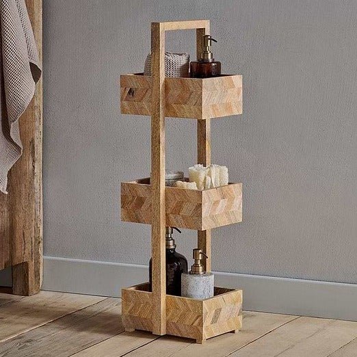 Sukha Mango Wood Bathroom Storage Caddy - SU0201 - Uneeka