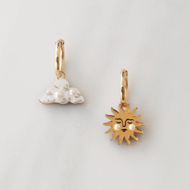 Sun & Cloud Gold Hoops - R0601E/19 - Uneeka