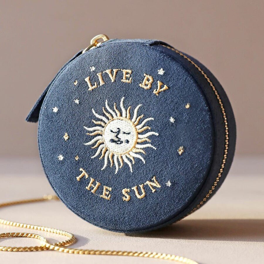 Sun & Moon Embroidered Round Jewellery Case - 65106 - Uneeka