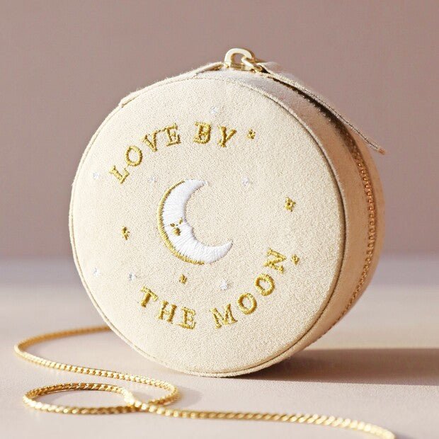 Sun & Moon Embroidered Round Jewellery Case - 65112 - Uneeka