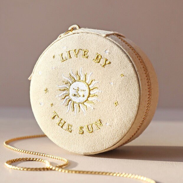 Sun & Moon Embroidered Round Jewellery Case - 65112 - Uneeka