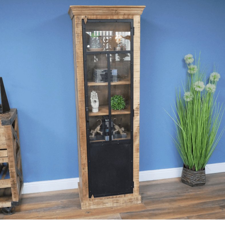 Tall Industrial Wood & Metal Cabinet - 8153 - Uneeka