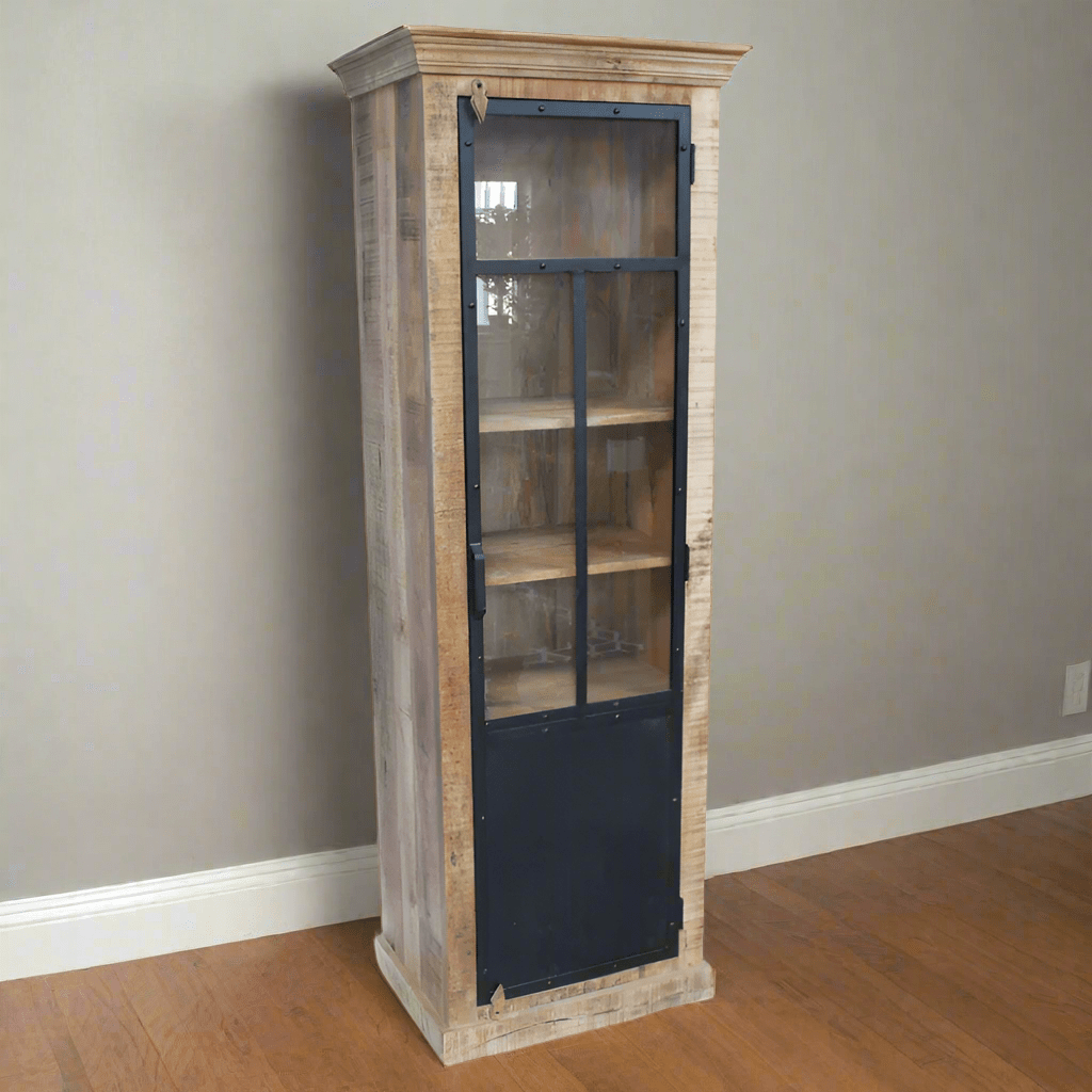 Tall Industrial Wood & Metal Cabinet - 8153 - Uneeka