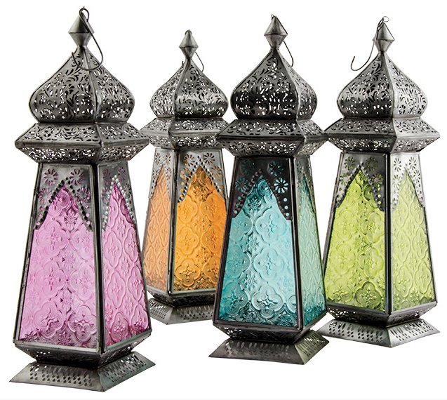 Tall Recycled Glass Morrocan Lantern - LT172 green - Uneeka