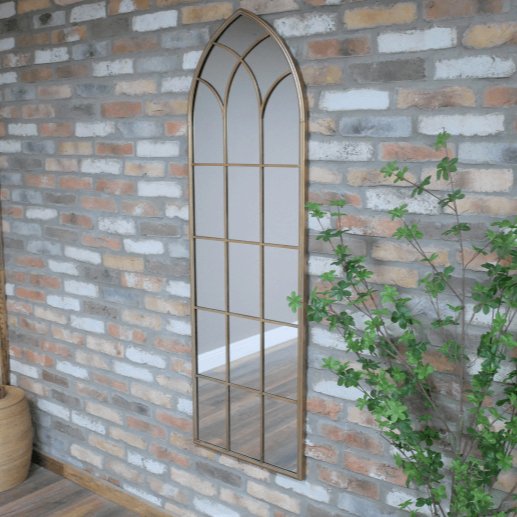 Tall Rustic Gold Arched Mirror - 9140 - Uneeka