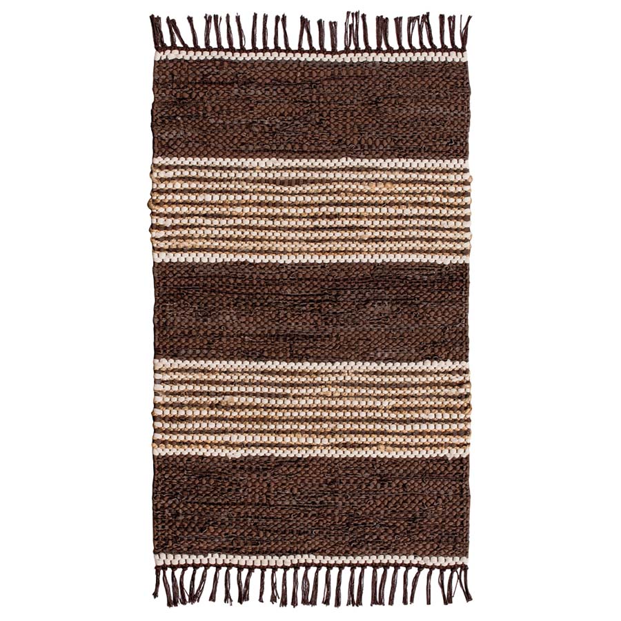 Tara Espresso Brown Recycled Leather & Jute Rug - R9323 - Uneeka