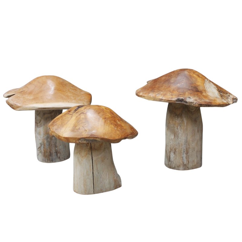 Teak Mushroom Decoration - IS031 - S - Uneeka