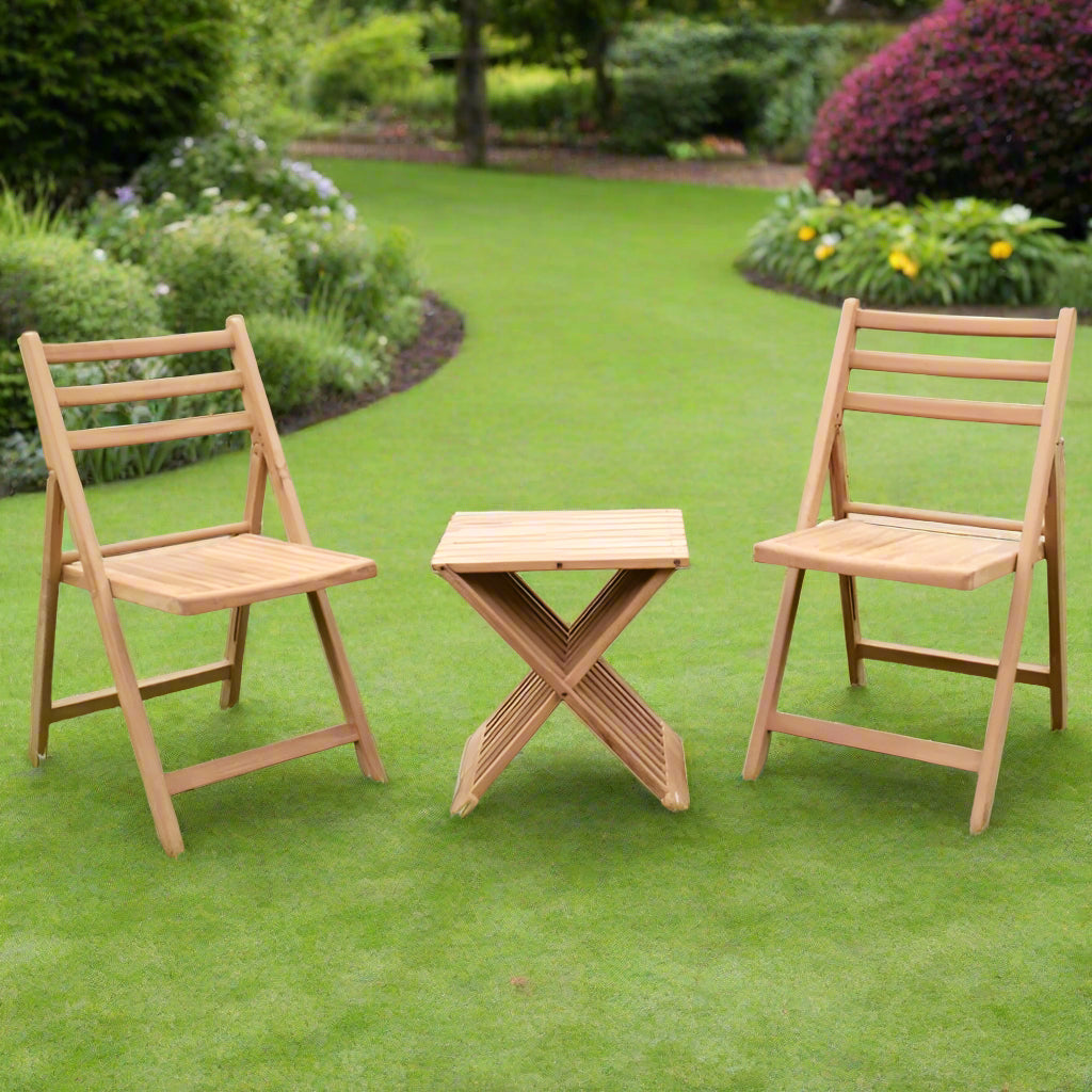 Teak Wood Folding Outdoor Table & Chairs Set - 9646 - Uneeka